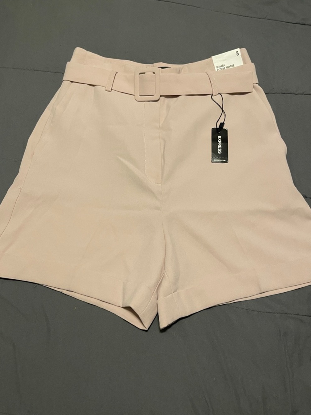 Express High-Rise Belted Blush Shorts